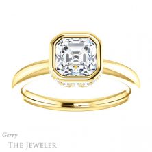 14k Yellow Gold Asscher Cut Forever One Engagement Ring Setting #GTJ1040-asscher-fo-y 1 14k Yellow Gold Asscher Cut Forever One Engagement Ring Setting #GTJ1040-asscher-fo-y