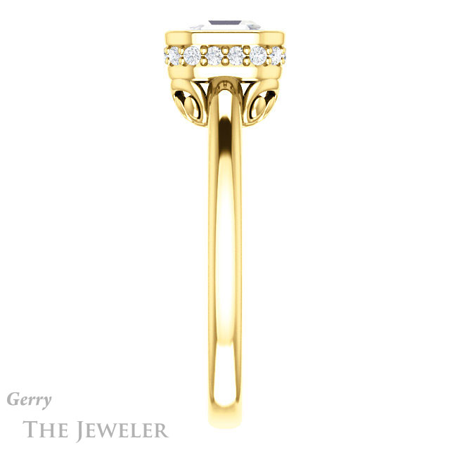 14k Yellow Gold Asscher Cut Forever One Engagement Ring Setting #GTJ1040-asscher-fo-y 3 14k Yellow Gold Asscher Cut Forever One Engagement Ring Setting #GTJ1040-asscher-fo-y
