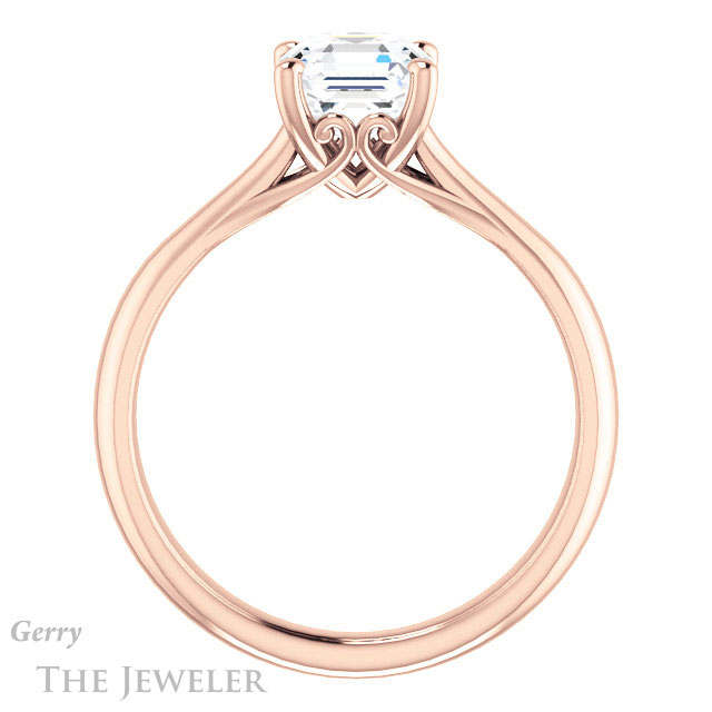 14k Rose Gold Asscher Cut Forever One Engagement Ring Setting #GTJ1042-asscher-fo-r