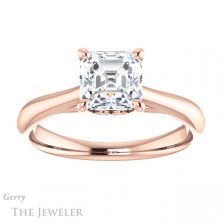 14k Rose Gold Asscher Cut Forever One Engagement Ring Setting #GTJ1042-asscher-fo-r