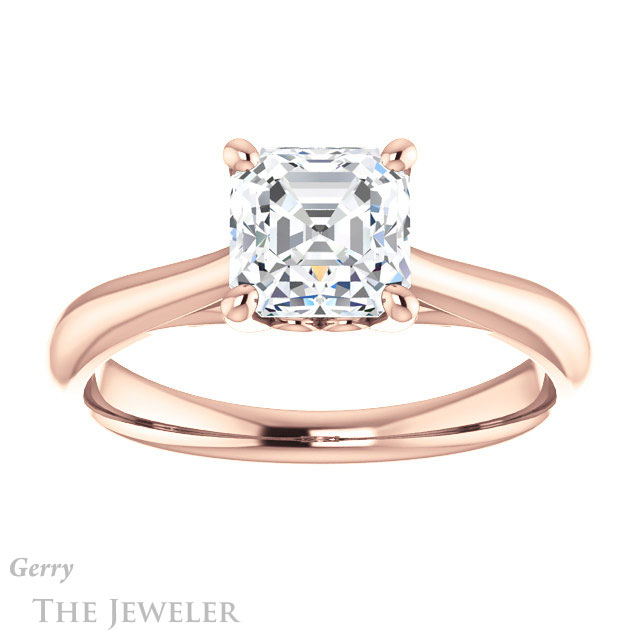 14k Rose Gold Asscher Cut Forever One Engagement Ring Setting #GTJ1042-asscher-fo-r