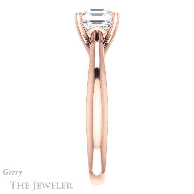 14k Rose Gold Asscher Cut Forever One Engagement Ring Setting #GTJ1042-asscher-fo-r