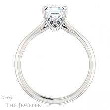 14k White Gold Asscher Cut Forever One Engagement Ring Setting #GTJ1042-asscher-fo-w 2 14k White Gold Asscher Cut Forever One Engagement Ring Setting #GTJ1042-asscher-fo-w