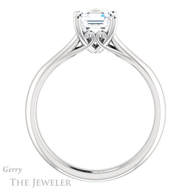 14k White Gold Asscher Cut Forever One Engagement Ring Setting #GTJ1042-asscher-fo-w