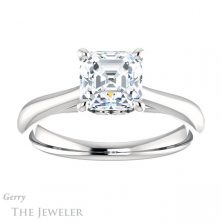 14k White Gold Asscher Cut Forever One Engagement Ring Setting #GTJ1042-asscher-fo-w 1 14k White Gold Asscher Cut Forever One Engagement Ring Setting #GTJ1042-asscher-fo-w