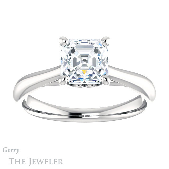 14k White Gold Asscher Cut Forever One Engagement Ring Setting #GTJ1042-asscher-fo-w