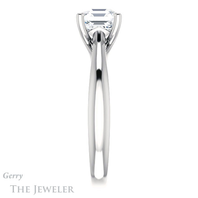 14k White Gold Asscher Cut Forever One Engagement Ring Setting #GTJ1042-asscher-fo-w 3 14k White Gold Asscher Cut Forever One Engagement Ring Setting #GTJ1042-asscher-fo-w