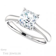 14k White Gold Asscher Cut Forever One Engagement Ring Setting #GTJ1042-asscher-fo-w 5 14k White Gold Asscher Cut Forever One Engagement Ring Setting #GTJ1042-asscher-fo-w