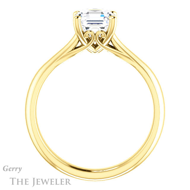 14k Yellow Gold Asscher Cut Forever One Engagement Ring Setting #GTJ1042-asscher-fo-y 2 14k Yellow Gold Asscher Cut Forever One Engagement Ring Setting #GTJ1042-asscher-fo-y