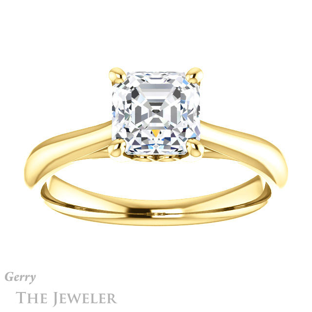 14k Yellow Gold Asscher Cut Forever One Engagement Ring Setting #GTJ1042-asscher-fo-y 1 14k Yellow Gold Asscher Cut Forever One Engagement Ring Setting #GTJ1042-asscher-fo-y
