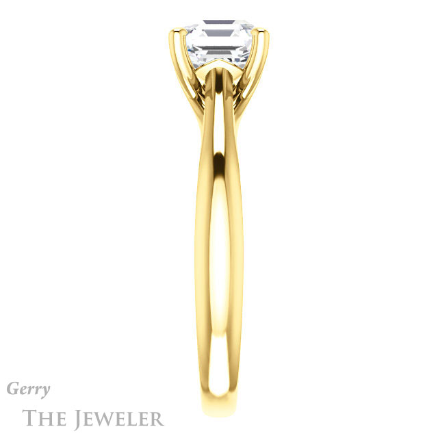 14k Yellow Gold Asscher Cut Forever One Engagement Ring Setting #GTJ1042-asscher-fo-y 3 14k Yellow Gold Asscher Cut Forever One Engagement Ring Setting #GTJ1042-asscher-fo-y