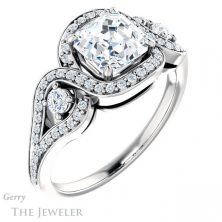 14k White Gold Asscher Cut Forever One Engagement Ring Setting #GTJ1044-asscher-fo-w