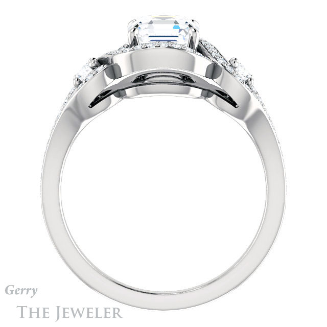 14k White Gold Asscher Cut Forever One Engagement Ring Setting #GTJ1044-asscher-fo-w