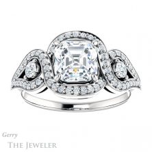 14k White Gold Asscher Cut Forever One Engagement Ring Setting #GTJ1044-asscher-fo-w