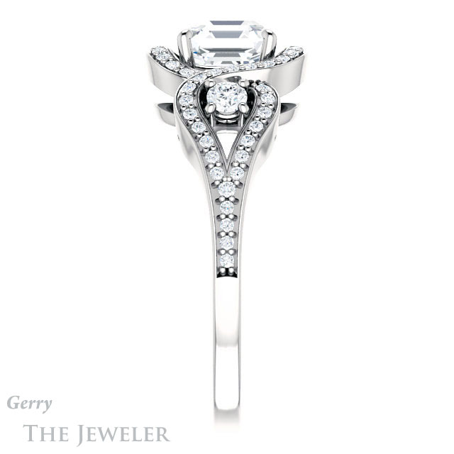 14k White Gold Asscher Cut Forever One Engagement Ring Setting #GTJ1044-asscher-fo-w