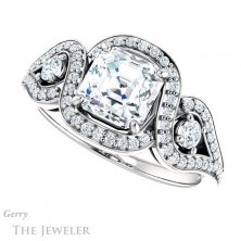 14k White Gold Asscher Cut Forever One Engagement Ring Setting #GTJ1044-asscher-fo-w