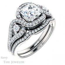 14k White Gold Asscher Cut Forever One Engagement Ring Setting #GTJ1044-asscher-fo-w