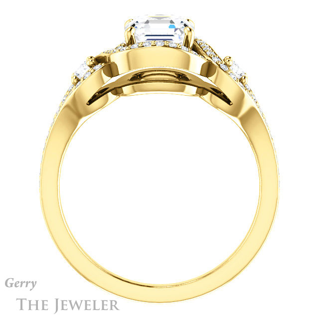 14k Yellow Gold Asscher Cut Forever One Engagement Ring Setting #GTJ1044-asscher-fo-y