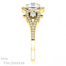 14k Yellow Gold Asscher Cut Forever One Engagement Ring Setting #GTJ1044-asscher-fo-y