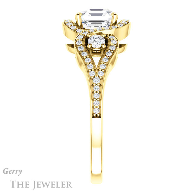 14k Yellow Gold Asscher Cut Forever One Engagement Ring Setting #GTJ1044-asscher-fo-y