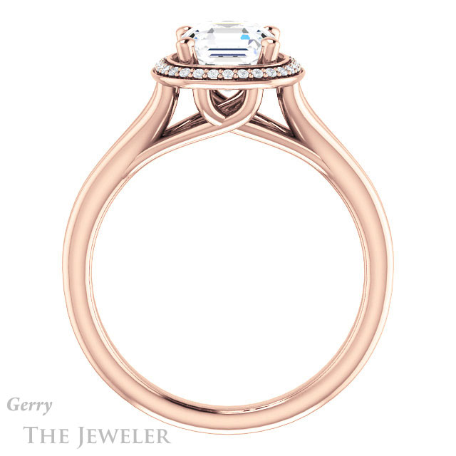 14k Rose Gold Asscher Cut Forever One Engagement Ring Setting #GTJ1045-asscher-fo-r