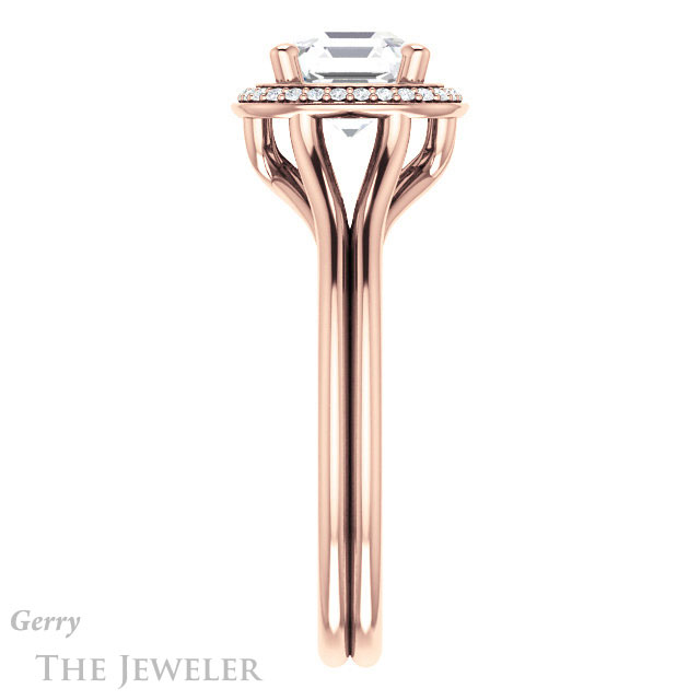 14k Rose Gold Asscher Cut Forever One Engagement Ring Setting #GTJ1045-asscher-fo-r 3 14k Rose Gold Asscher Cut Forever One Engagement Ring Setting #GTJ1045-asscher-fo-r