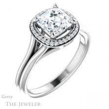 14k White Gold Asscher Cut Forever One Engagement Ring Setting #GTJ1045-asscher-fo-w 4 14k White Gold Asscher Cut Forever One Engagement Ring Setting #GTJ1045-asscher-fo-w