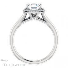 14k White Gold Asscher Cut Forever One Engagement Ring Setting #GTJ1045-asscher-fo-w 2 14k White Gold Asscher Cut Forever One Engagement Ring Setting #GTJ1045-asscher-fo-w