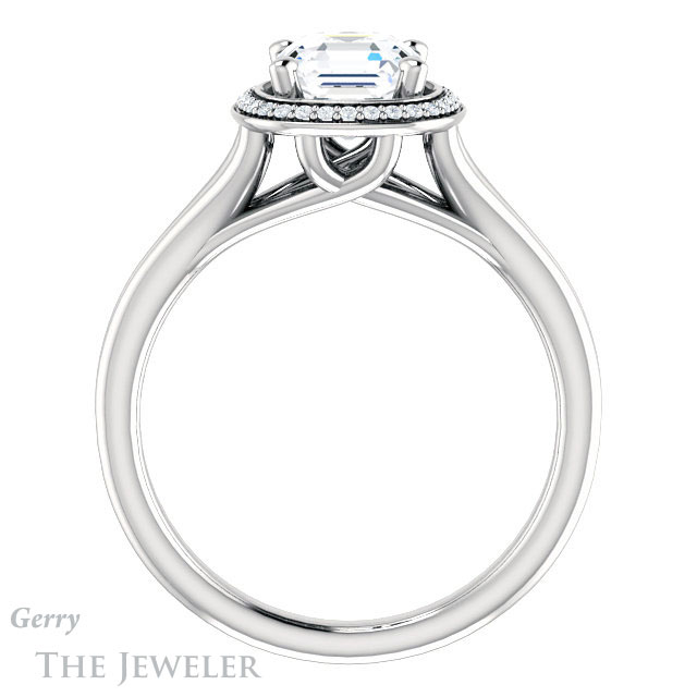 14k White Gold Asscher Cut Forever One Engagement Ring Setting #GTJ1045-asscher-fo-w 2 14k White Gold Asscher Cut Forever One Engagement Ring Setting #GTJ1045-asscher-fo-w