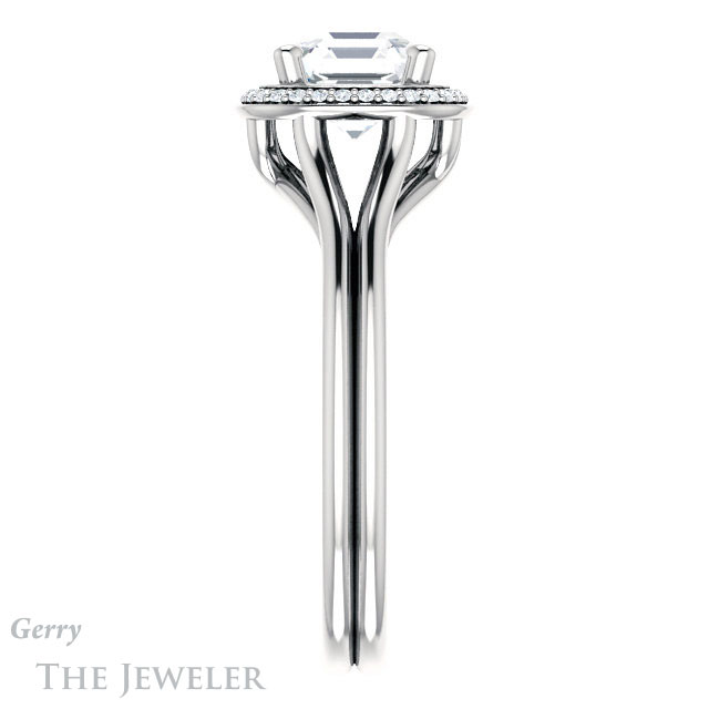 14k White Gold Asscher Cut Forever One Engagement Ring Setting #GTJ1045-asscher-fo-w 3 14k White Gold Asscher Cut Forever One Engagement Ring Setting #GTJ1045-asscher-fo-w