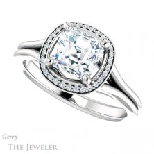 14k White Gold Asscher Cut Forever One Engagement Ring Setting #GTJ1045-asscher-fo-w 5 14k White Gold Asscher Cut Forever One Engagement Ring Setting #GTJ1045-asscher-fo-w