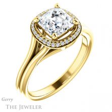 14k Yellow Gold Asscher Cut Forever One Engagement Ring Setting #GTJ1045-asscher-fo-y 4 14k Yellow Gold Asscher Cut Forever One Engagement Ring Setting #GTJ1045-asscher-fo-y
