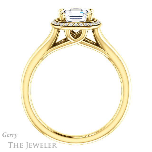 14k Yellow Gold Asscher Cut Forever One Engagement Ring Setting #GTJ1045-asscher-fo-y 2 14k Yellow Gold Asscher Cut Forever One Engagement Ring Setting #GTJ1045-asscher-fo-y