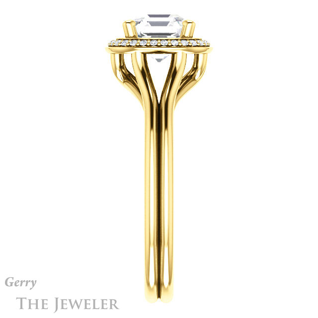 14k Yellow Gold Asscher Cut Forever One Engagement Ring Setting #GTJ1045-asscher-fo-y 3 14k Yellow Gold Asscher Cut Forever One Engagement Ring Setting #GTJ1045-asscher-fo-y