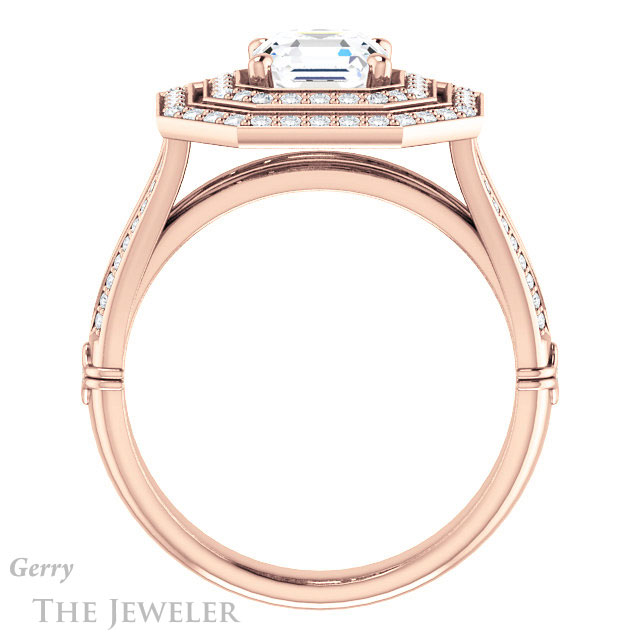 Asscher Cut Forever One Engagement Ring Setting #GTJ1047-asscher-fo-r | Gerry The Jeweler 14k Rose Gold Asscher Cut Forever One Engagement Ring Setting #GTJ1047-asscher-fo-r