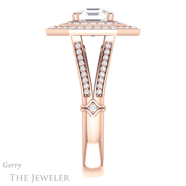 Asscher Cut Forever One Engagement Ring Setting #GTJ1047-asscher-fo-r | Gerry The Jeweler 14k Rose Gold Asscher Cut Forever One Engagement Ring Setting #GTJ1047-asscher-fo-r