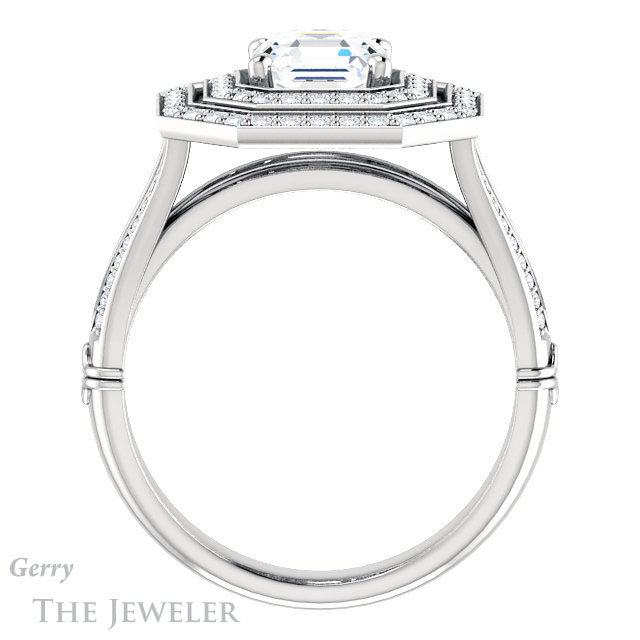 Asscher Cut Forever One Engagement Ring Setting #GTJ1047-asscher-fo-w | Gerry The Jeweler 14k White Gold Asscher Cut Forever One Engagement Ring Setting #GTJ1047-asscher-fo-w