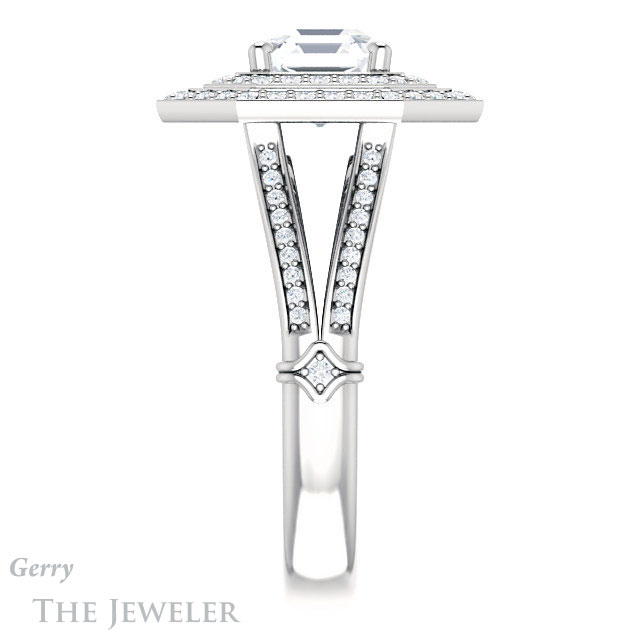 Asscher Cut Forever One Engagement Ring Setting #GTJ1047-asscher-fo-w | Gerry The Jeweler 14k White Gold Asscher Cut Forever One Engagement Ring Setting #GTJ1047-asscher-fo-w