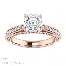 14k Rose Gold Asscher Cut Forever One Engagement Ring Setting #GTJ1049-asscher-fo-r 1 14k Rose Gold Asscher Cut Forever One Engagement Ring Setting #GTJ1049-asscher-fo-r