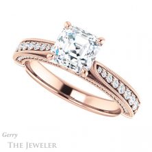 14k Rose Gold Asscher Cut Forever One Engagement Ring Setting #GTJ1049-asscher-fo-r 5 14k Rose Gold Asscher Cut Forever One Engagement Ring Setting #GTJ1049-asscher-fo-r