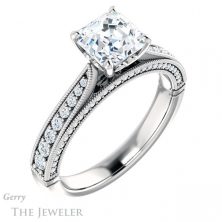 14k White Gold Asscher Cut Forever One Engagement Ring Setting #GTJ1049-asscher-fo-w
