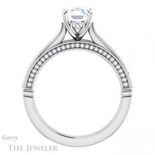 14k White Gold Asscher Cut Forever One Engagement Ring Setting #GTJ1049-asscher-fo-w
