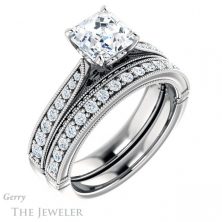 14k White Gold Asscher Cut Forever One Engagement Ring Setting #GTJ1049-asscher-fo-w