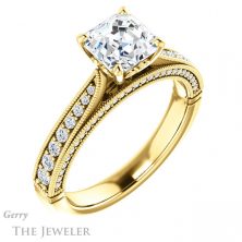 14k Yellow Gold Asscher Cut Forever One Engagement Ring Setting #GTJ1049-asscher-fo-y 4 14k Yellow Gold Asscher Cut Forever One Engagement Ring Setting #GTJ1049-asscher-fo-y