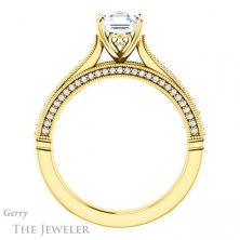 14k Yellow Gold Asscher Cut Forever One Engagement Ring Setting #GTJ1049-asscher-fo-y 2 14k Yellow Gold Asscher Cut Forever One Engagement Ring Setting #GTJ1049-asscher-fo-y