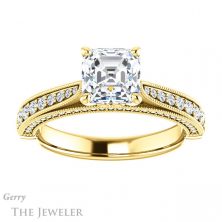 14k Yellow Gold Asscher Cut Forever One Engagement Ring Setting #GTJ1049-asscher-fo-y 1 14k Yellow Gold Asscher Cut Forever One Engagement Ring Setting #GTJ1049-asscher-fo-y