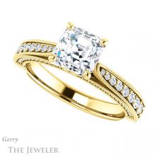 14k Yellow Gold Asscher Cut Forever One Engagement Ring Setting #GTJ1049-asscher-fo-y 5 14k Yellow Gold Asscher Cut Forever One Engagement Ring Setting #GTJ1049-asscher-fo-y