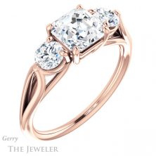 14k Rose Gold Asscher Cut Forever One Engagement Ring Setting #GTJ1050-asscher-fo-r