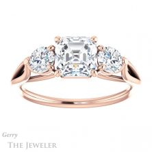 14k Rose Gold Asscher Cut Forever One Engagement Ring Setting #GTJ1050-asscher-fo-r