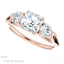 14k Rose Gold Asscher Cut Forever One Engagement Ring Setting #GTJ1050-asscher-fo-r
